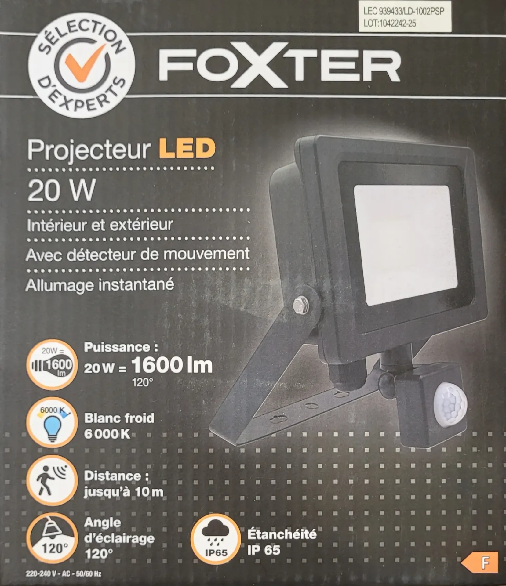 Projecteur extérieur 20w 1600lm 6000k