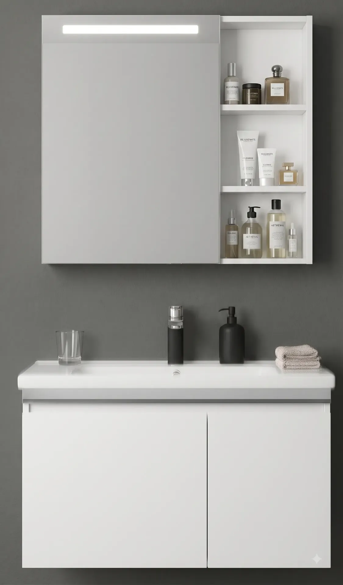 Meuble salle de bain Blanc Nacré